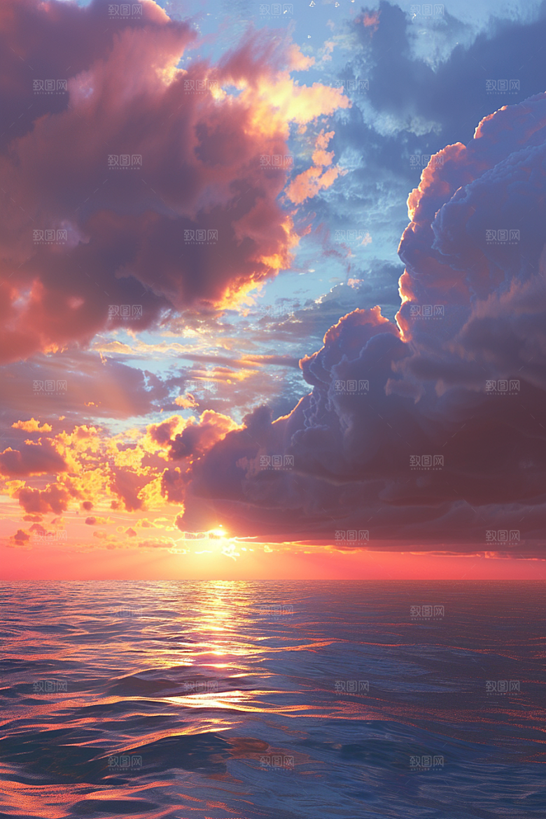 晚霞天空落日素材
