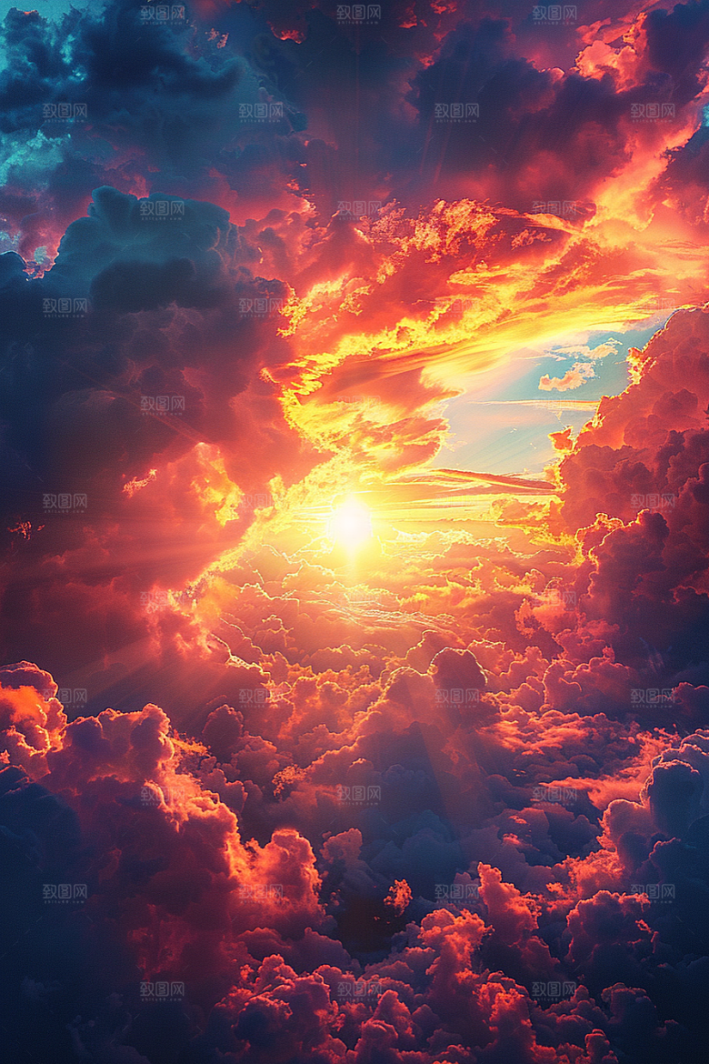 晚霞天空落日素材