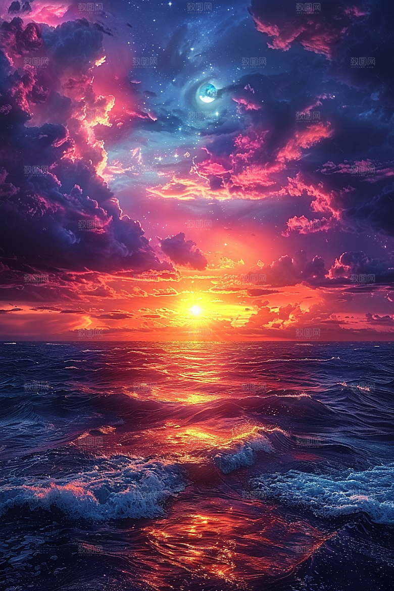 晚霞天空彩云素材