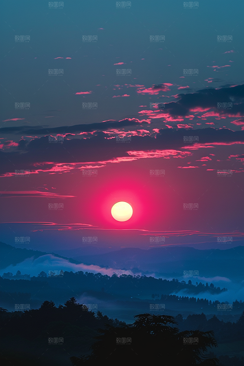晚霞火烧云天空素材