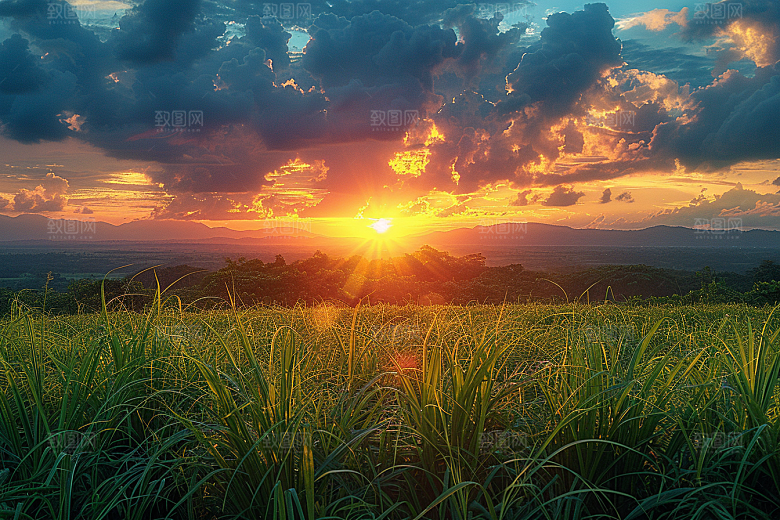 晚霞唯美落日素材