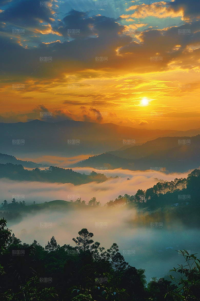 晚霞火烧云高清素材
