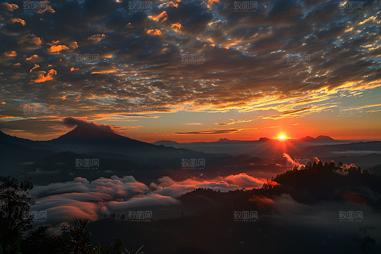 晚霞景色云层素材