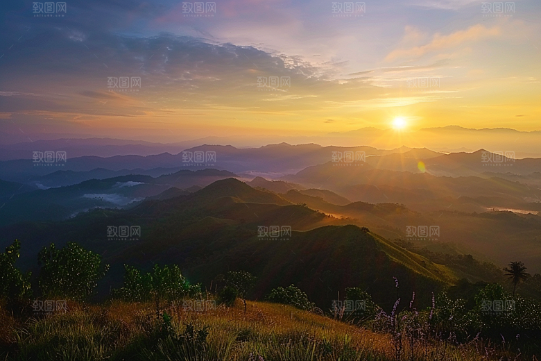 晚霞落日云层素材