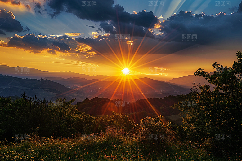 晚霞云层景色素材