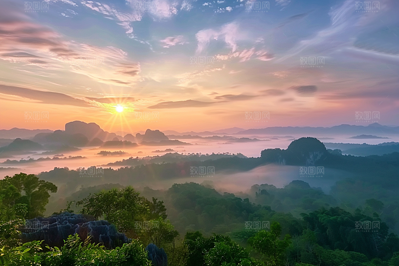 晚霞天空美景素材