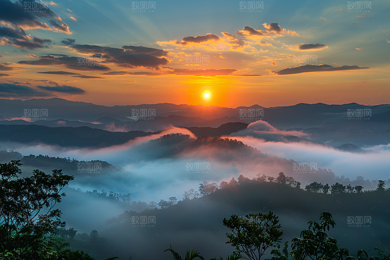 晚霞天空云层素材
