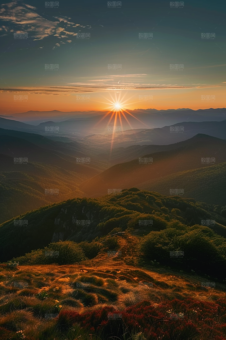 晚霞景色梦幻素材