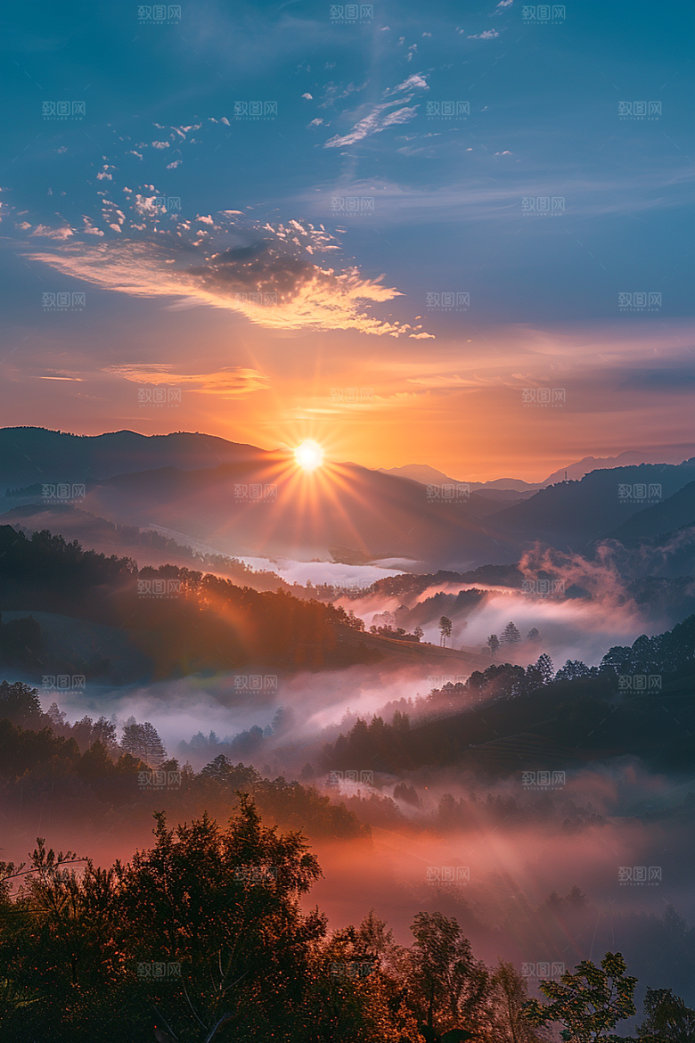 晚霞落日美景素材