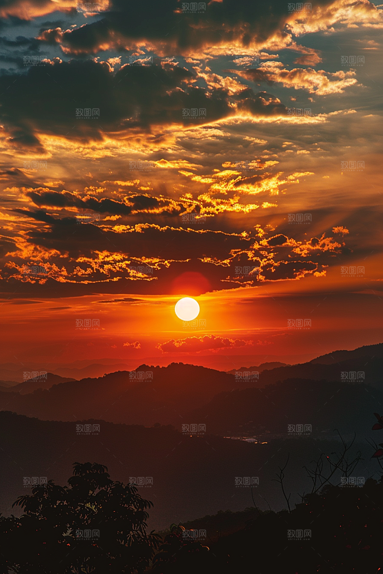 晚霞落日景色素材