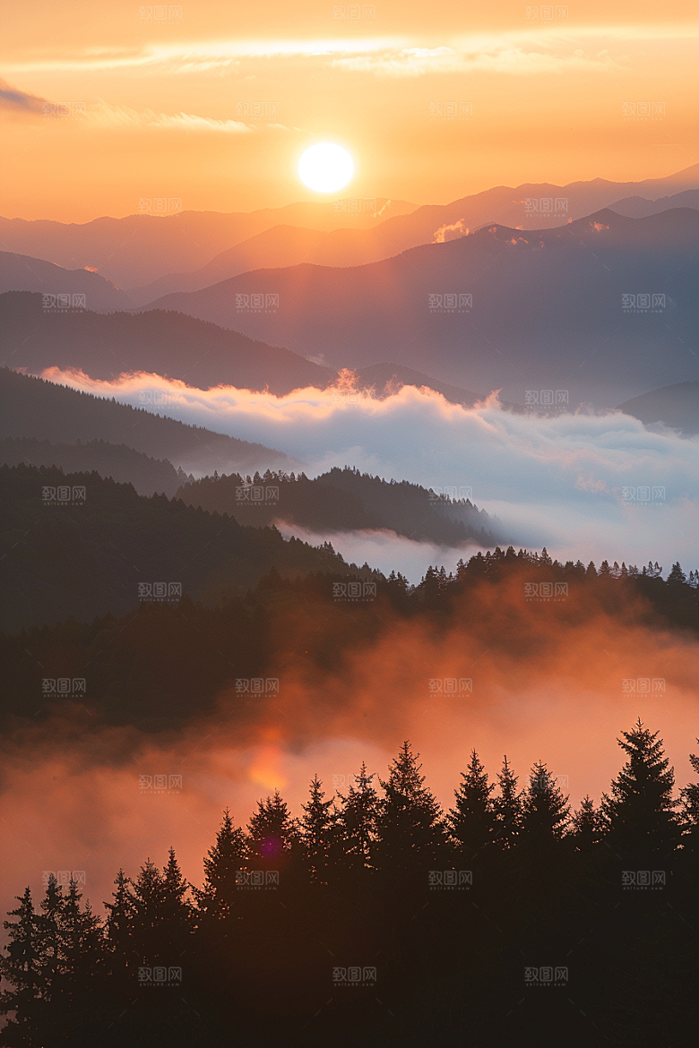 晚霞云层景色素材