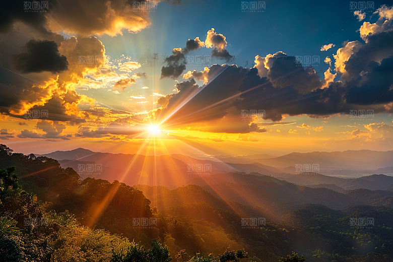 晚霞云层梦幻素材