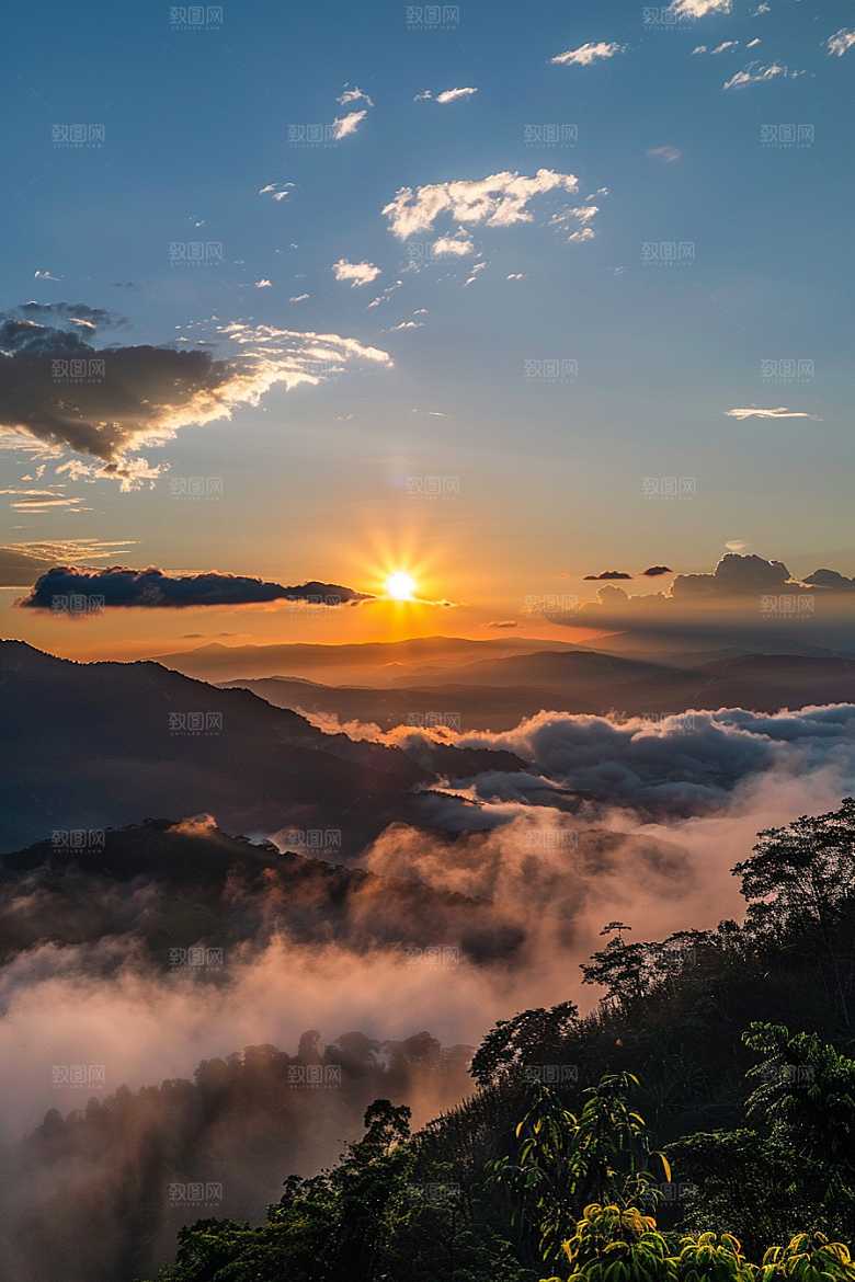 晚霞天空景色素材