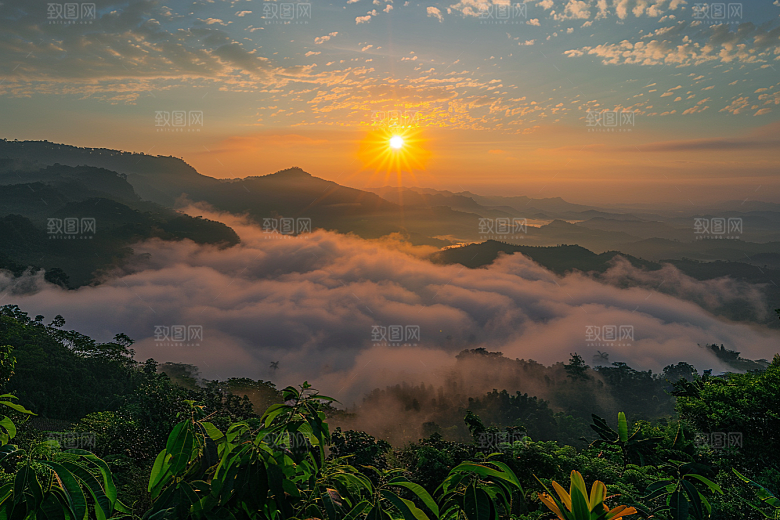 晚霞景色唯美素材