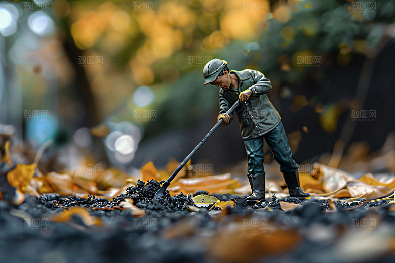微距环卫工高清辛苦摄影图