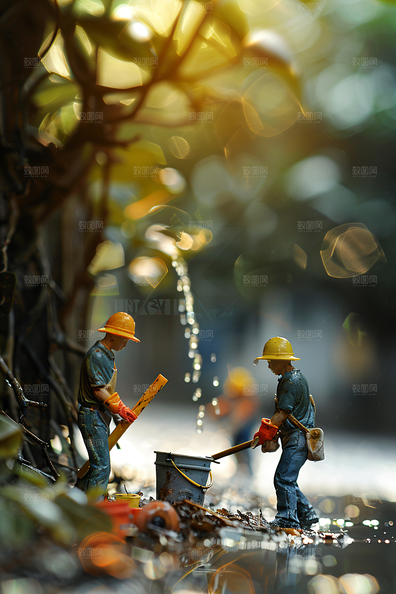微距环卫工城市保洁劳动节摄影图
