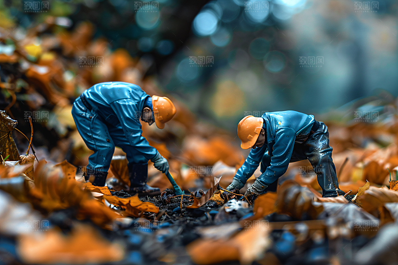 微距环卫工劳动节劳作摄影图