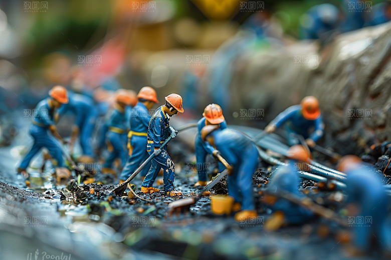 微距环卫工五一城市保洁摄影图