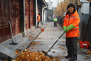 微距环卫工劳动节工人摄影图