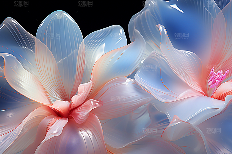 唯美花卉露水花朵摄影图