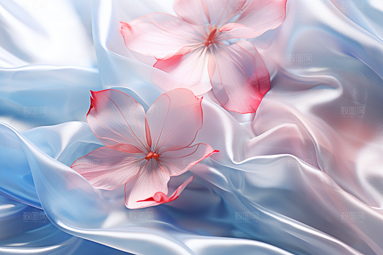 唯美花卉彩色露水摄影图