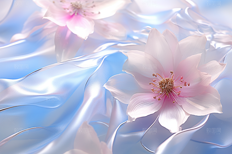 唯美花卉氛围露水摄影图