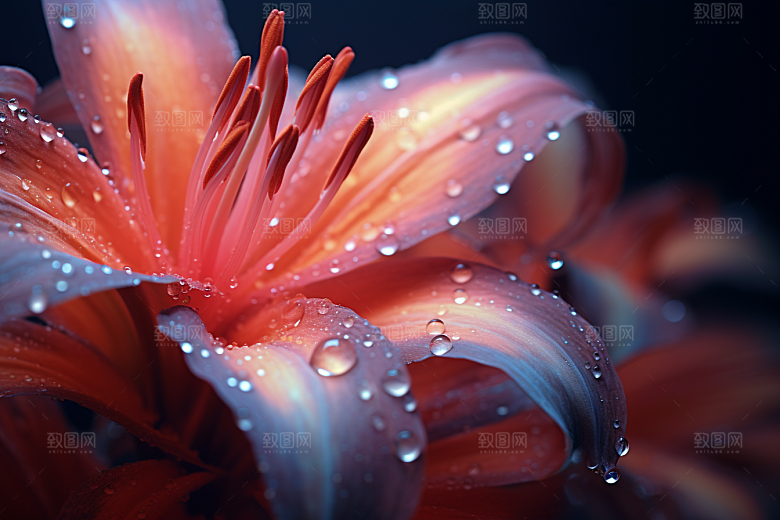 唯美花卉露水花朵摄影图