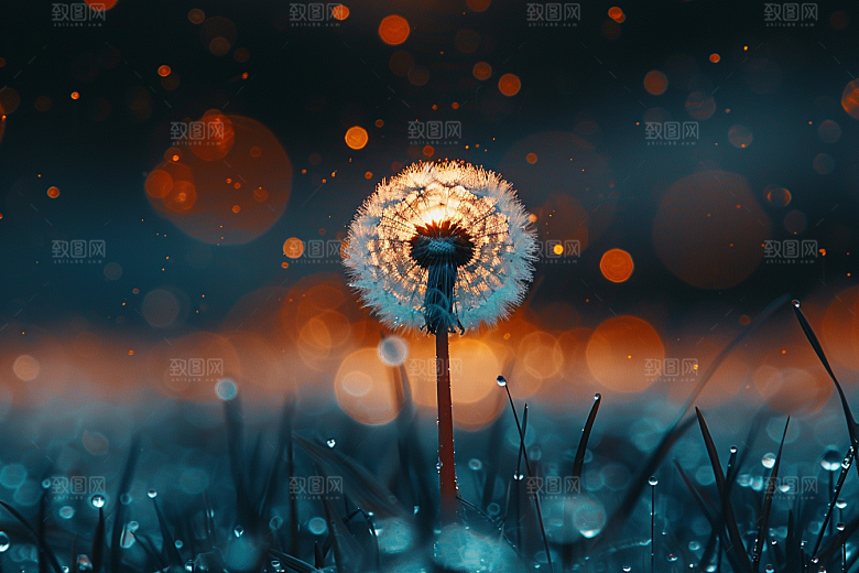 唯美蒲公英种子毛茸茸素材
