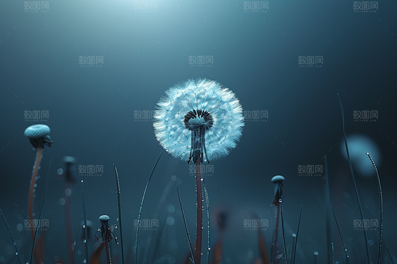 唯美蒲公英飞翔清新素材