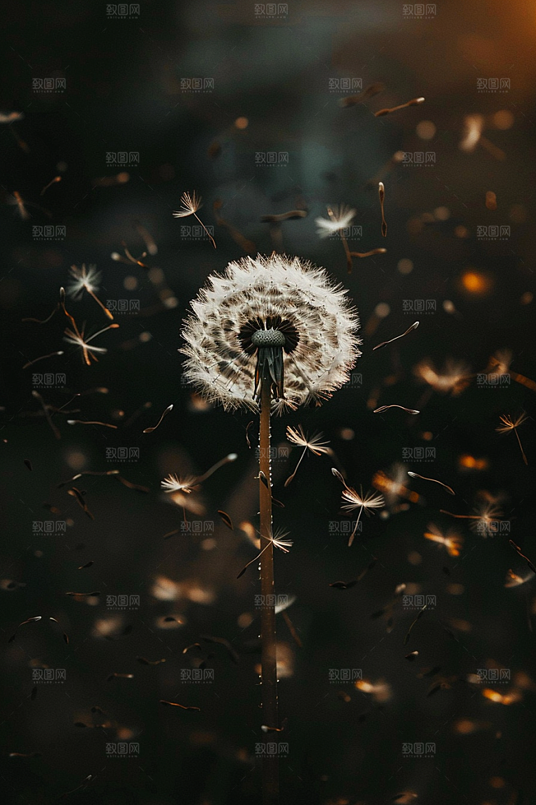 唯美蒲公英飞翔种子素材