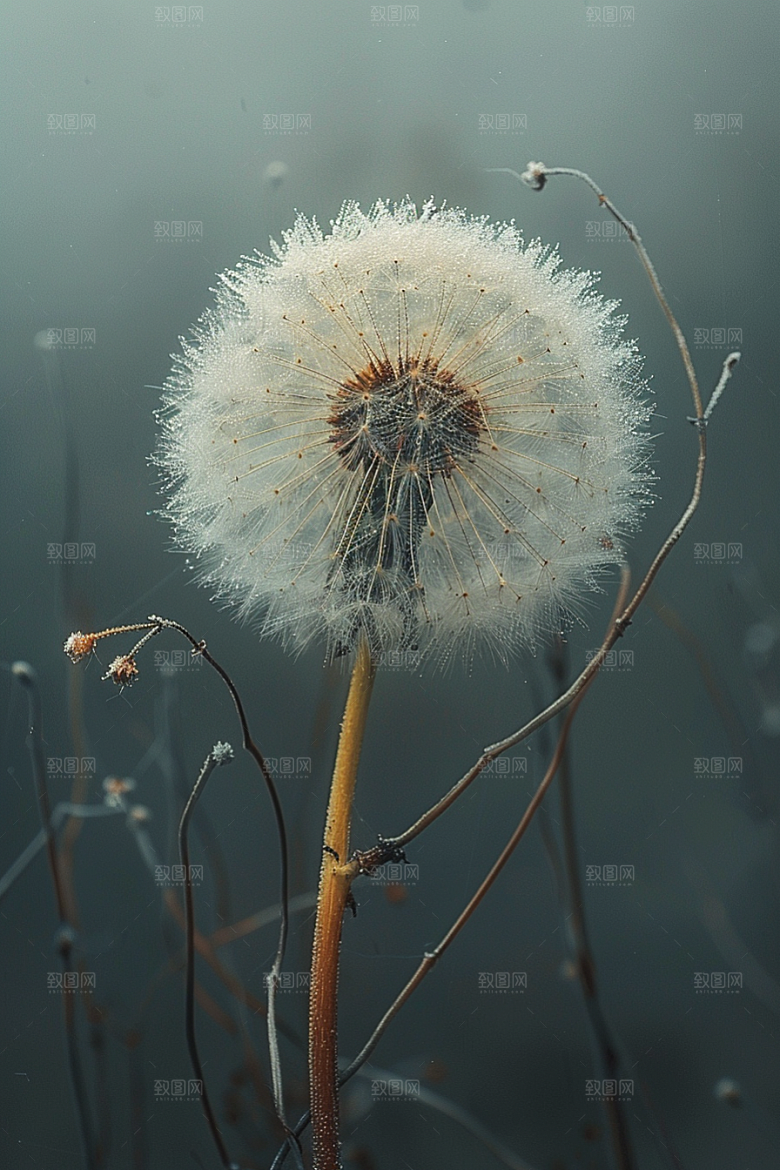 唯美蒲公英随风飘散绽放素材