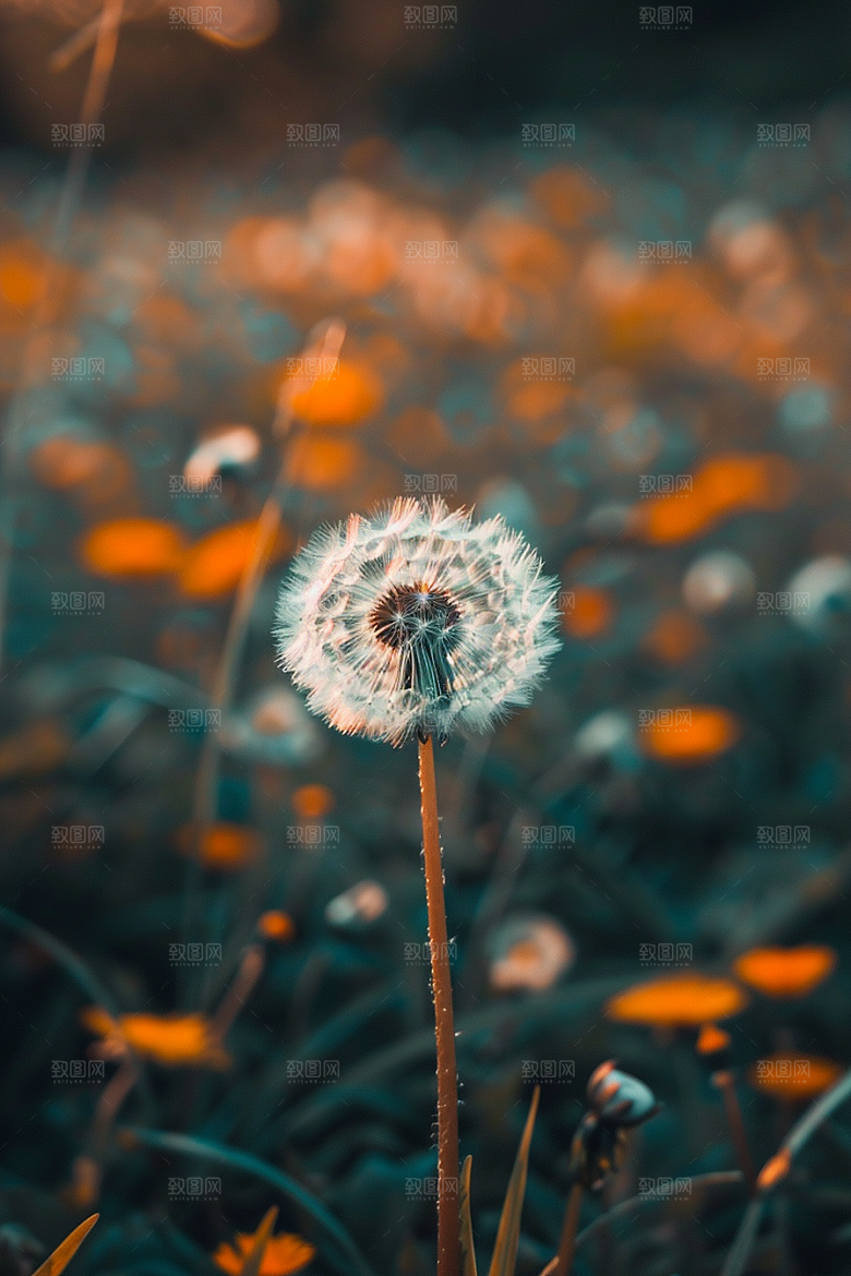 唯美蒲公英飞翔自然素材
