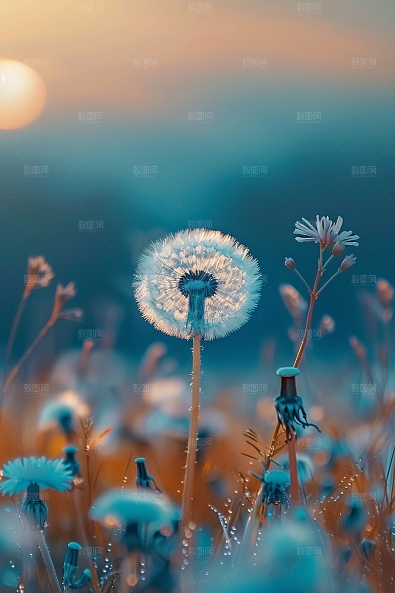 唯美蒲公英飞翔清新素材