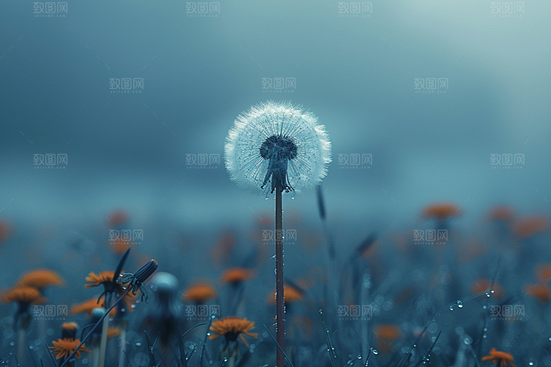 唯美蒲公英飞翔许愿素材