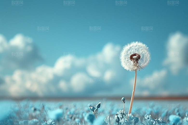 唯美蒲公英毛茸茸象征自由素材