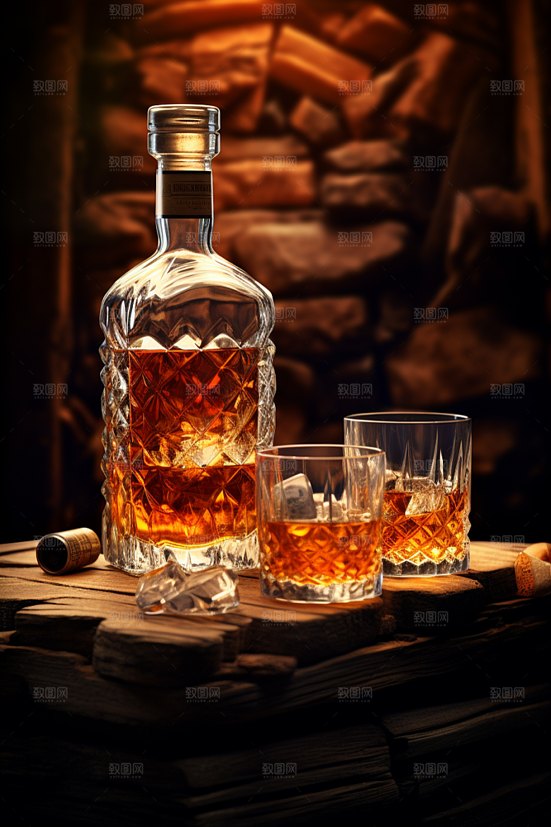 洋酒威士忌品酒精致素材