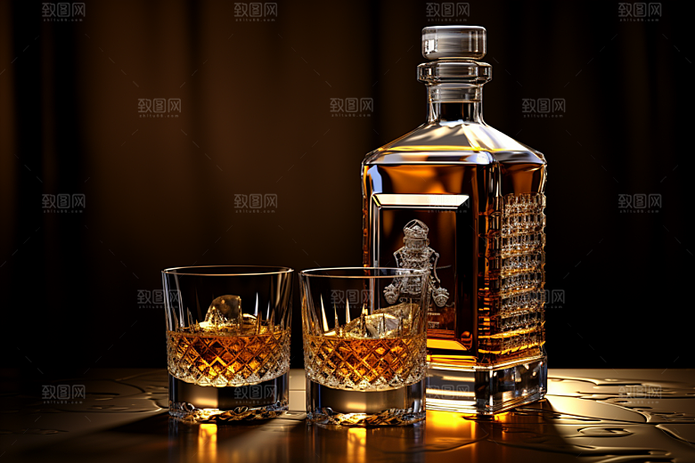 洋酒威士忌品酒精致素材