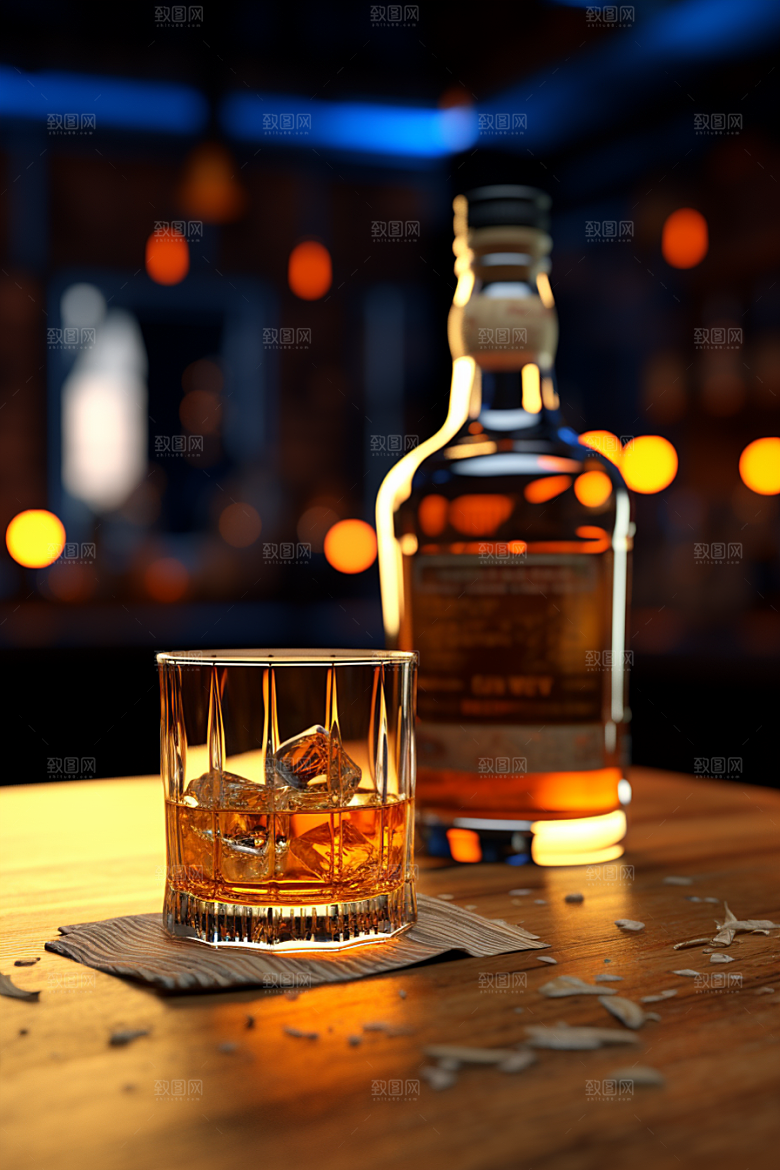 洋酒威士忌酒精美酒素材