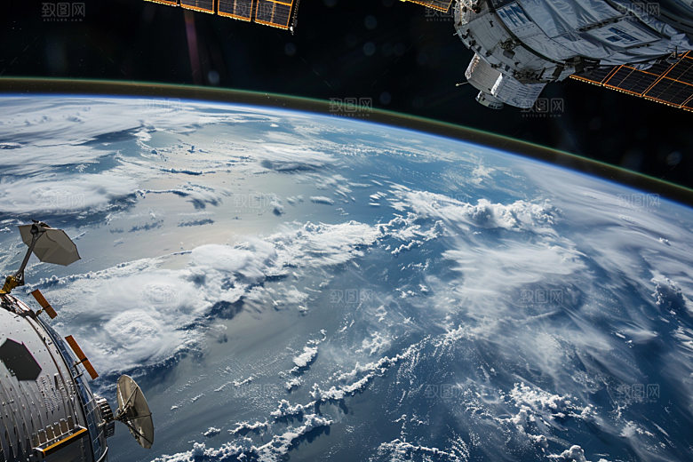 卫星空间站宇宙航天日摄影图