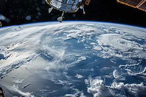 卫星空间站地球航天日摄影图