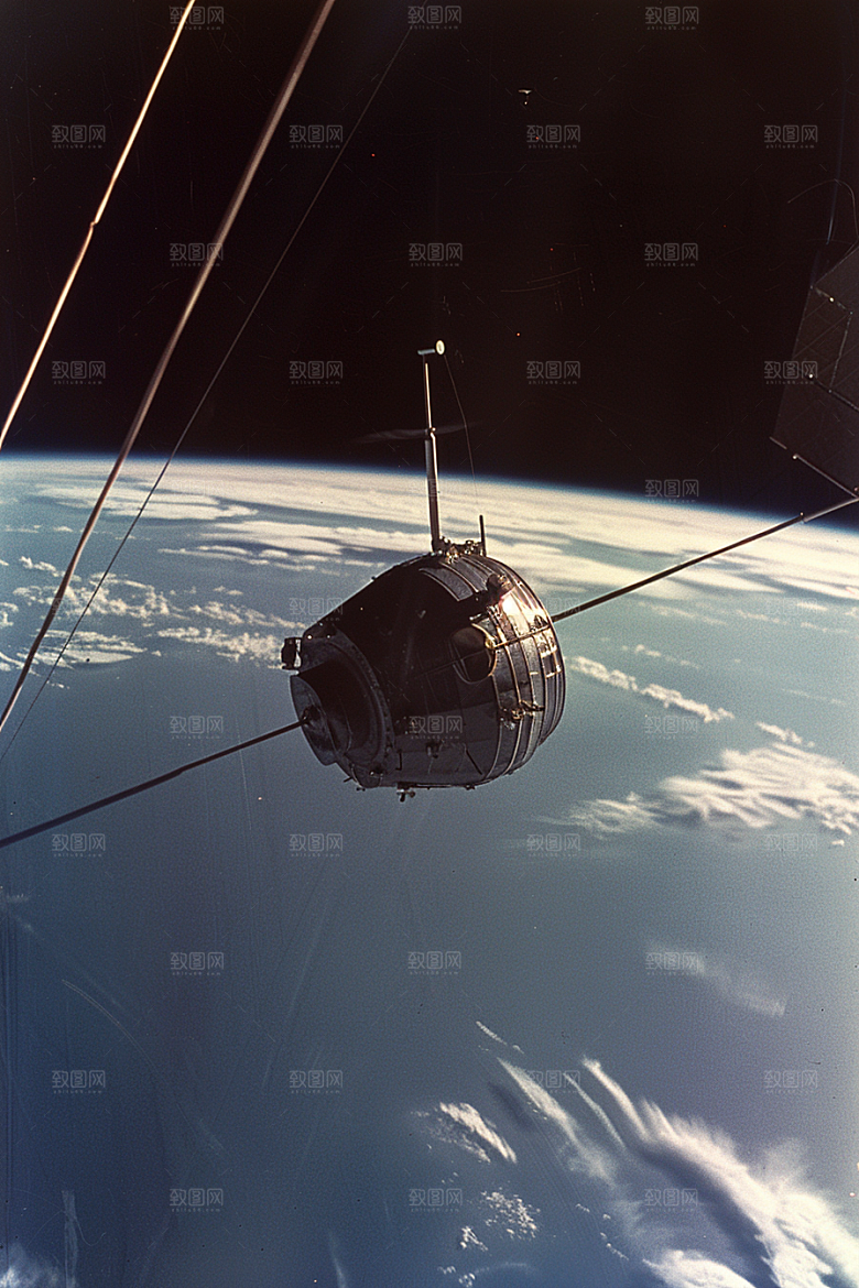 卫星空间站星辰大海宇宙摄影图