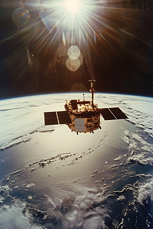 卫星空间站星辰大海地球摄影图