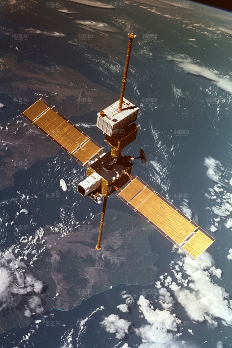 卫星空间站地球星空摄影图