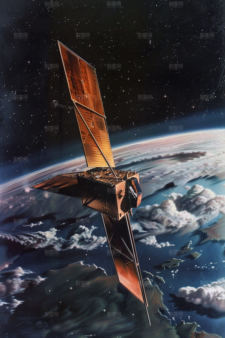 卫星空间站星辰大海星空摄影图