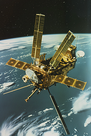 卫星空间站星辰大海宇航摄影图
