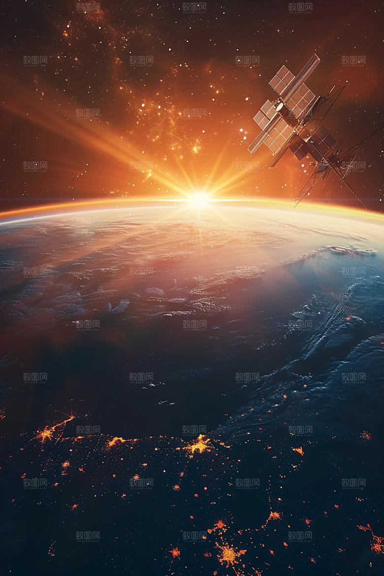 卫星空间站星辰大海科技摄影图