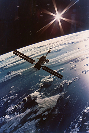 卫星空间站航天日星球摄影图