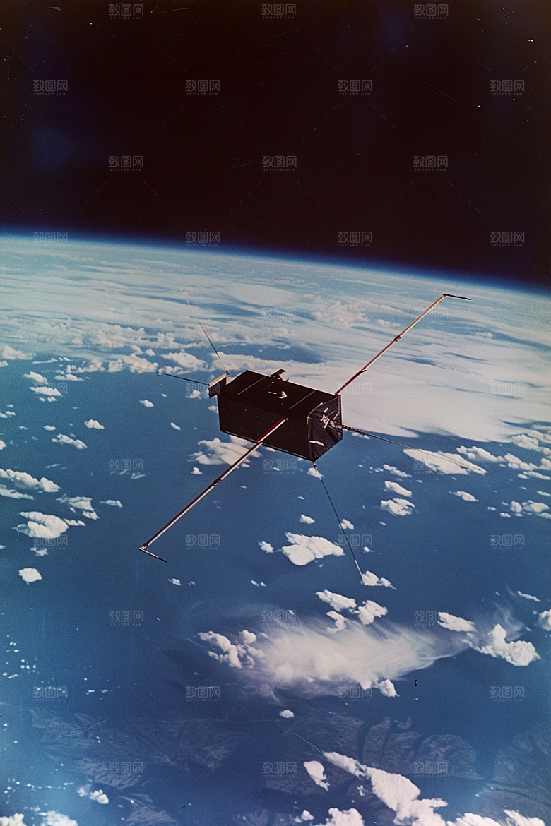 卫星空间站未来太空摄影图