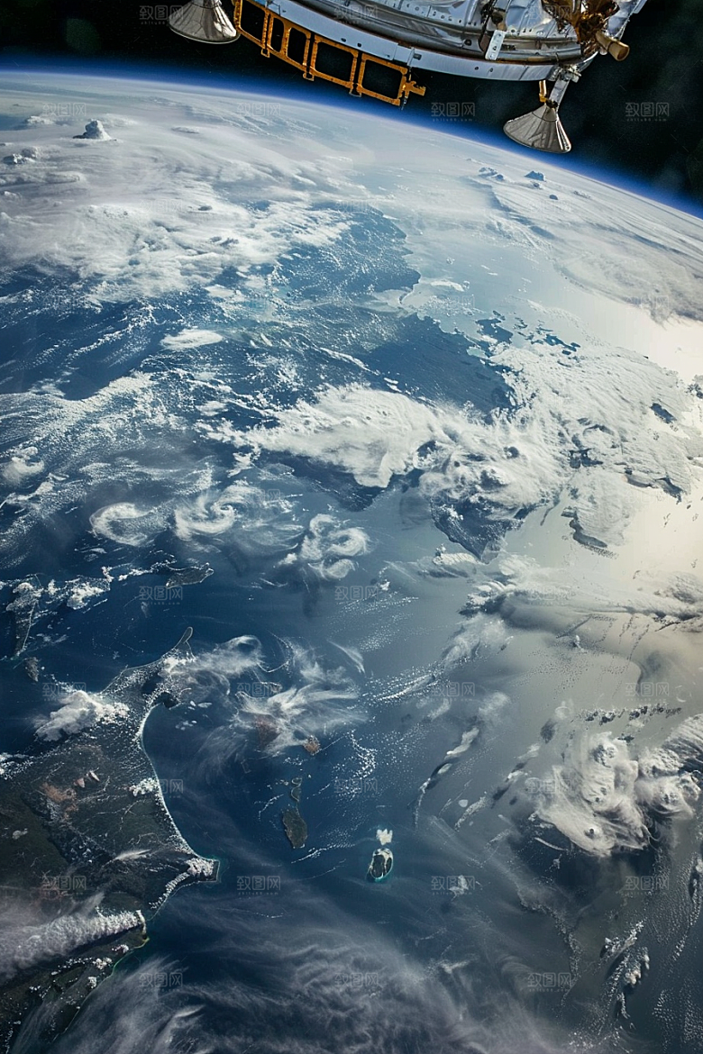 卫星空间站星球星空摄影图