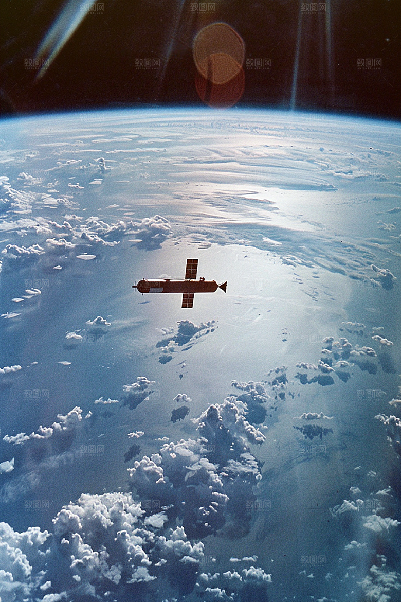 卫星空间站星空太空摄影图